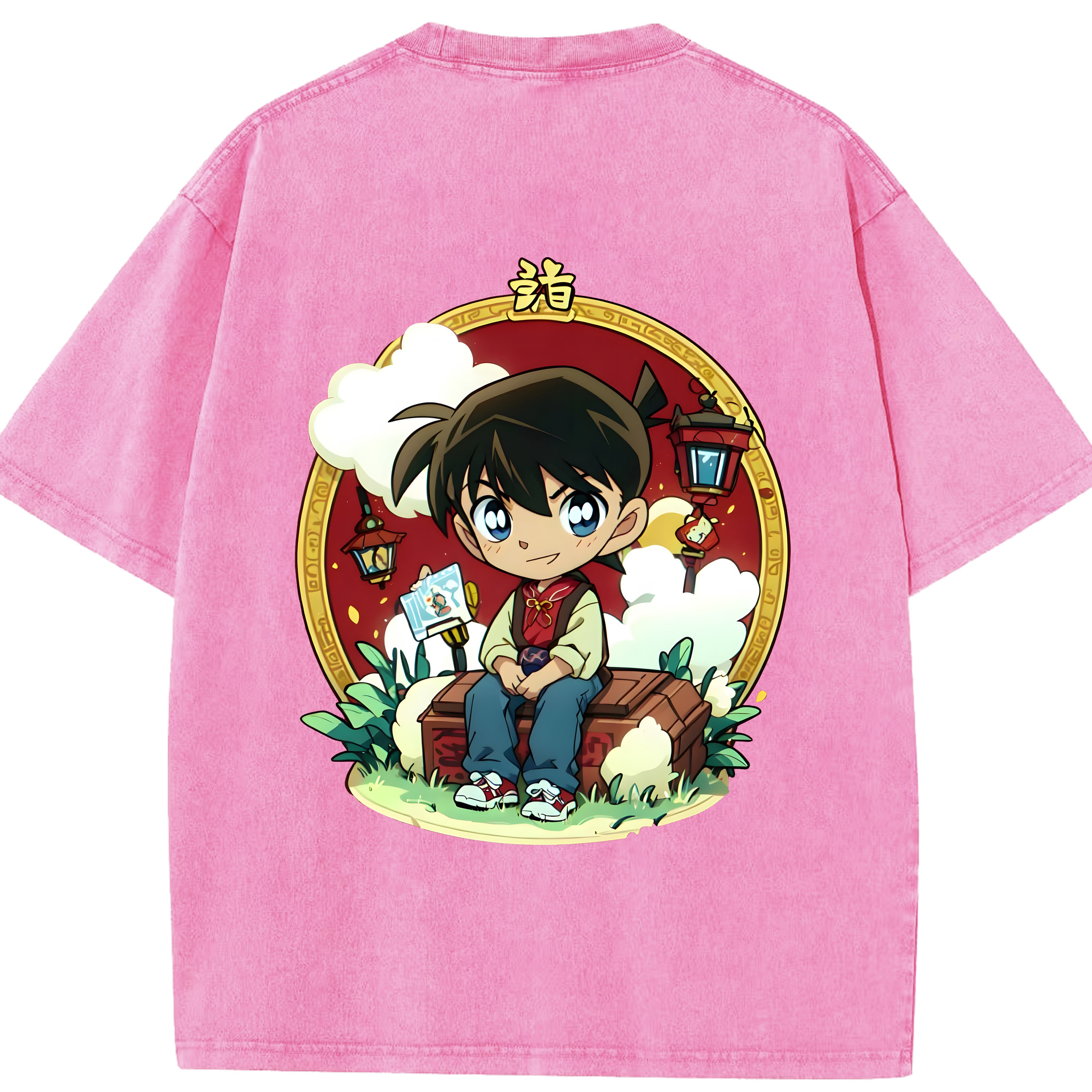（画像用） 名探偵コナン 江戸川 コナン Detective Conan Conan Edogawa 綿100% ヴィンテージ風 半袖Tシャツ（背面プリント）